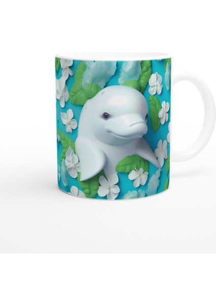 Çiçekli Beyaz Yunus Baskılı Kupa Bardak modelleri