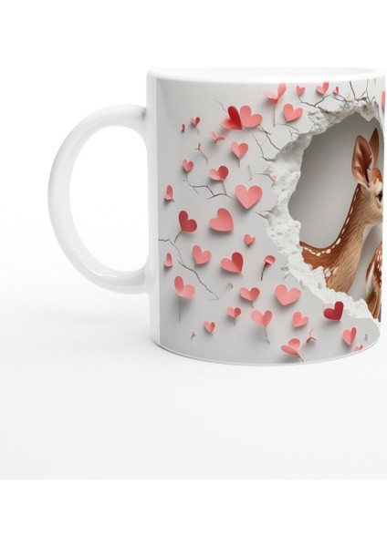 Kalpli Arka Planlı Geyik Aşkı Temalı Baskılı Kupa Bardak fiyatları