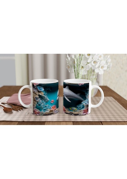 Deniz Bahçesinde Oyun Oynayan Sevimli Yunus Kupa Bardak indirimleri