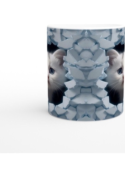 Çatlak Duvardan Bakan Mavi Gözlü Yavru Kediler Temalı Baskılı Kupa Bardak modelleri