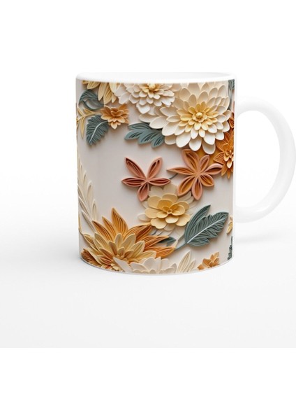 Pastel Bahar Çiçekleri Rölyef Desenli Kupa Bardak modelleri