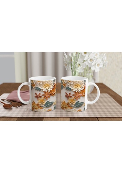 Pastel Bahar Çiçekleri Rölyef Desenli Kupa Bardak indirimleri