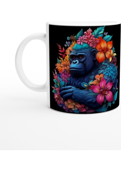 Çiçekli Goril Baskılı Kupa Bardak