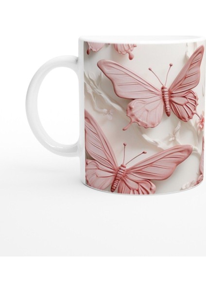 Inci Parlaklığında Pembe Kelebek Temalı Baskılı Kupa Bardak fiyatları