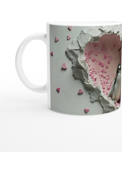 Kalpli Pencereden Bakan Penguen Ailesi Temalı Baskılı Kupa Bardak fiyatları