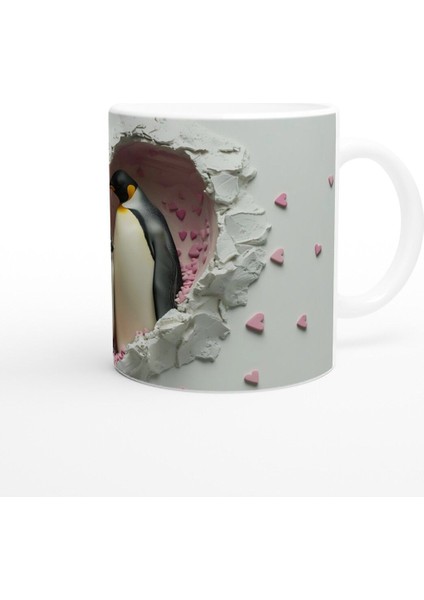 Kalpli Pencereden Bakan Penguen Ailesi Temalı Baskılı Kupa Bardak modelleri