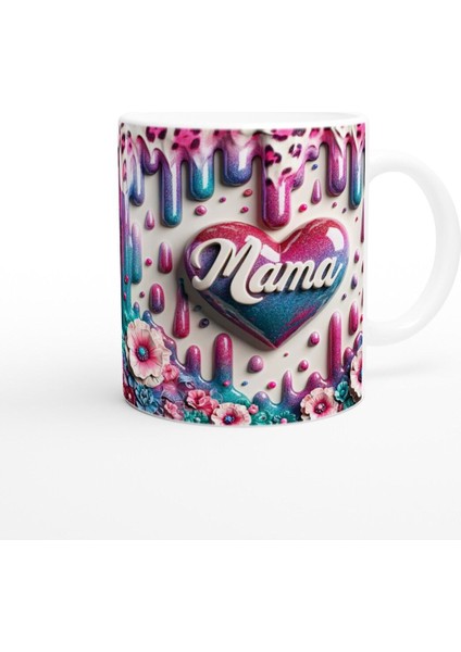 Mama Yazılı Işıltılı Çiçek Detaylı Anneler Günü Kupa Bardak modelleri