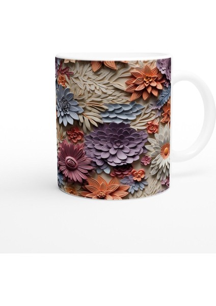 Baharat Tonlarında Rölyef Çiçekli Kupa Bardak modelleri