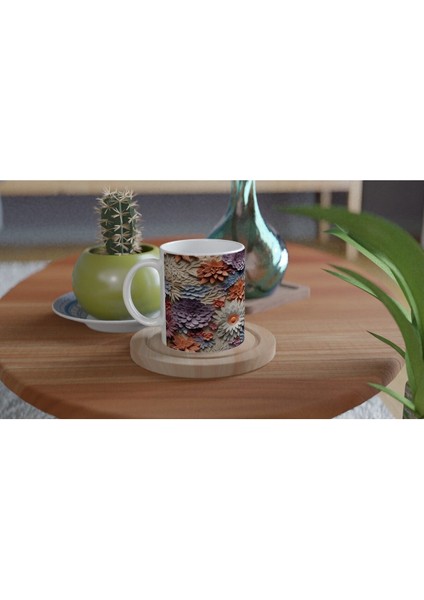 Baharat Tonlarında Rölyef Çiçekli Kupa Bardak fırsatları