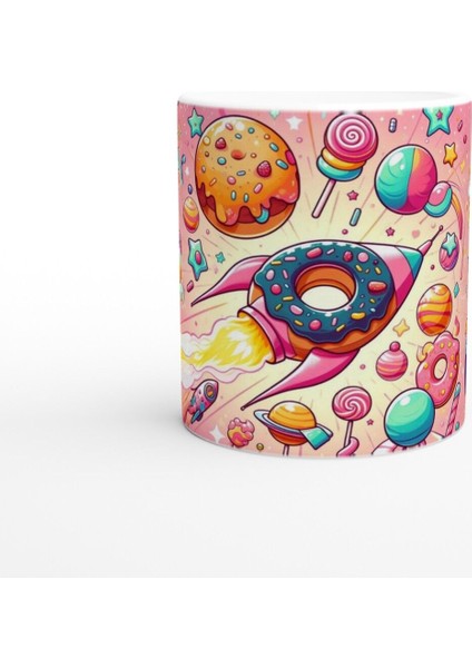 Şekerli Uzay Macerası Temalı Çocuklara Özel Baskılı Kupa Bardak