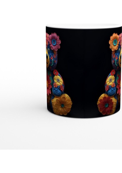 Çiçekli Sevimli Ayıcık Temalı Renkli Sanatsal Kupa Bardak fiyatları