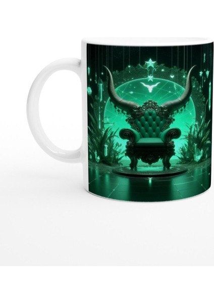 Boğa Burcu Baskılı Kahve Kupası - Galaktik Taht Odası Temalı Vs4