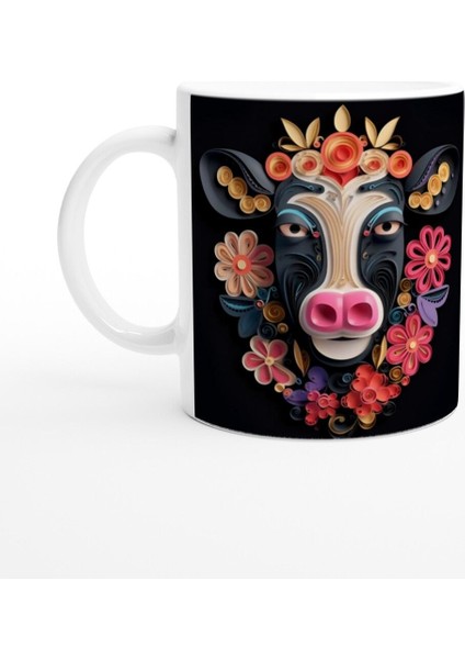 Çiçek Taçlı Neşeli Inek Kupa Bardak