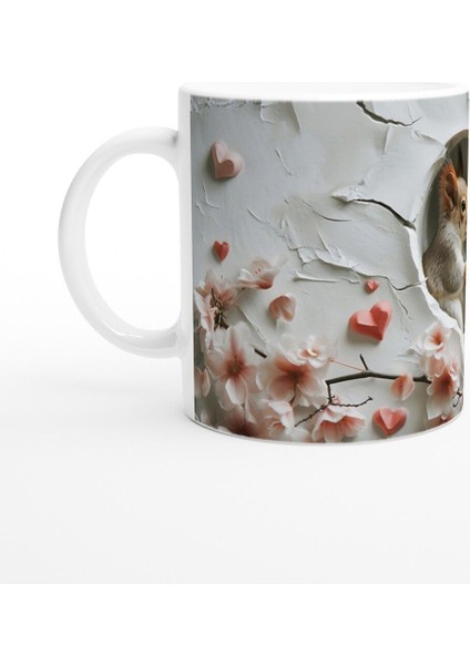 Kalpli Çatlaktan Bakan Sincaplar Temalı Baskılı Kupa Bardak modelleri