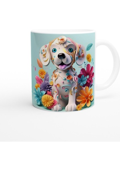 Konfeti Desenli Neşeli Köpek Baskılı Renkli Kupa Bardak modelleri