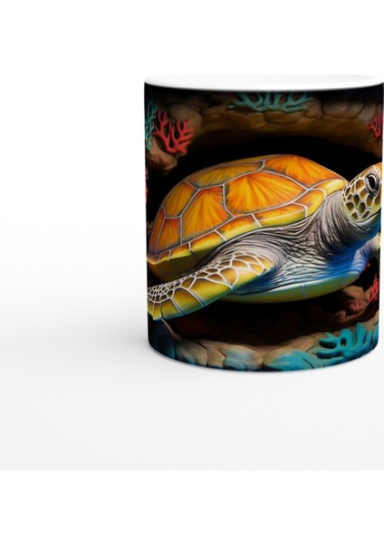 Turuncu Kabuklu Deniz Kaplumbağası Kupa Bardak