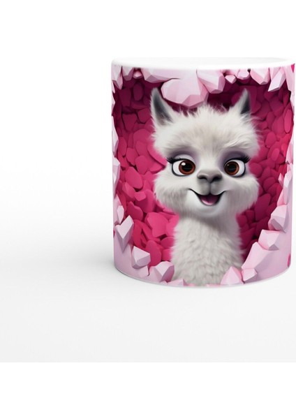 Kalpli Duvar Arasından Bakan Alpaka Temalı Baskılı Kupa Bardak