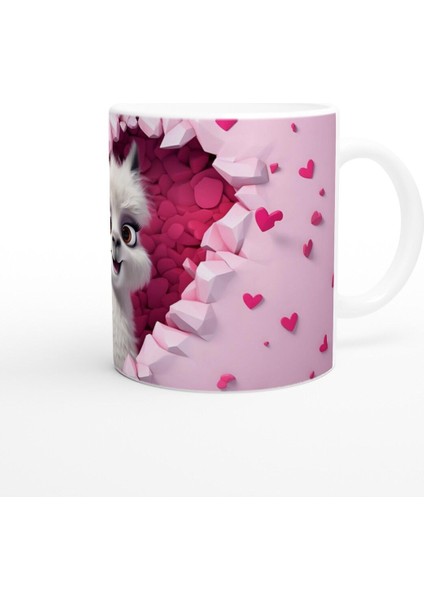 Kalpli Duvar Arasından Bakan Alpaka Temalı Baskılı Kupa Bardak modelleri