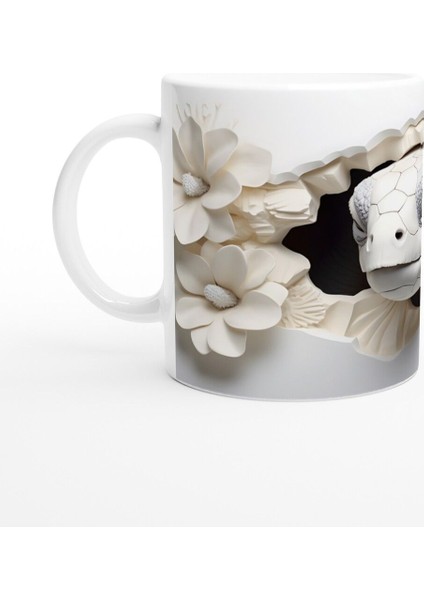 Beyaz Çiçekler Arasından Bakan Deniz Kaplumbağası Kupa Bardak fiyatları