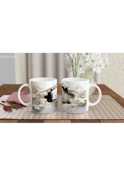 Beyaz Çiçekler Arasından Bakan Deniz Kaplumbağası Kupa Bardak indirimleri