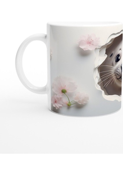 Gülümseyen Fok ve Pembe Çiçekli Su Altı Temalı Kupa Bardak fiyatları