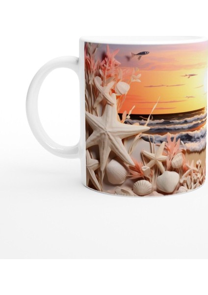 Gün Batımı Işığında Yıldızlar ve Kabuklar Su Altı Temalı Kupa Bardak fiyatları