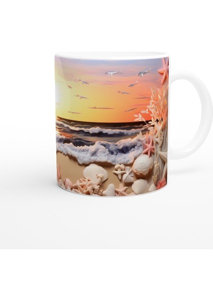 Gün Batımı Işığında Yıldızlar ve Kabuklar Su Altı Temalı Kupa Bardak modelleri