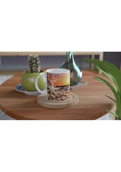 Gün Batımı Işığında Yıldızlar ve Kabuklar Su Altı Temalı Kupa Bardak fırsatları