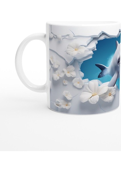 Neşeli Yunus ve Beyaz Çiçekler Su Altı Temalı Kupa Bardak fiyatları