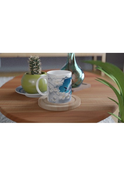 Neşeli Yunus ve Beyaz Çiçekler Su Altı Temalı Kupa Bardak fırsatları