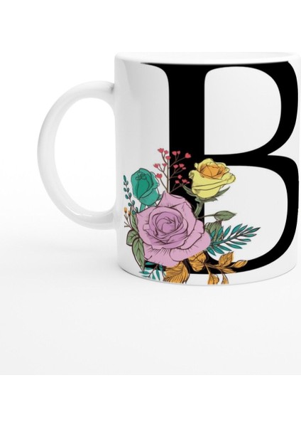 B Harfi Illüstratif Çizimli Kupa Bardak