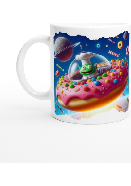 Uzaylı Şefin Donut Macerası Temalı Çocuklara Özel Baskılı Kupa Bardak