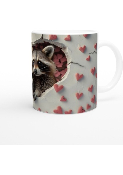 Kalpli Çatlaktan Bakan Rakunlar Temalı Baskılı Kupa Bardak modelleri