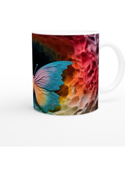 Masalsı Renklerle Süslenmiş Pastel Kelebek Baskılı Kupa Bardak modelleri