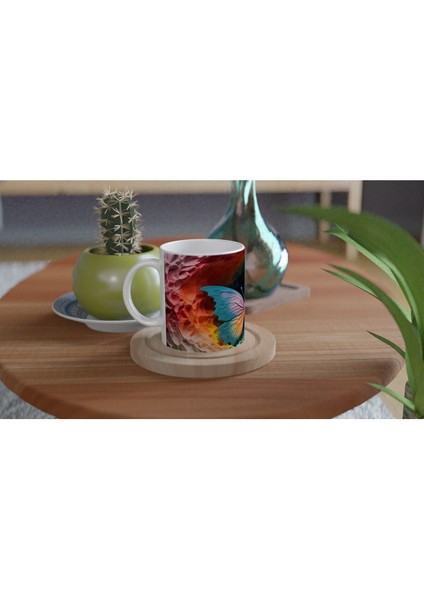 Masalsı Renklerle Süslenmiş Pastel Kelebek Baskılı Kupa Bardak fırsatları