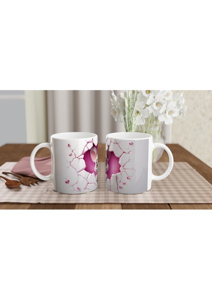 Pembe Kalpler Arasından Bakan Sevimli Fare Temalı Baskılı Kupa Bardak indirimleri