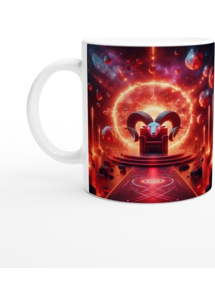 Koç Burcu Baskılı Kahve Kupası - Galaktik Taht Odası Temalı Vs4