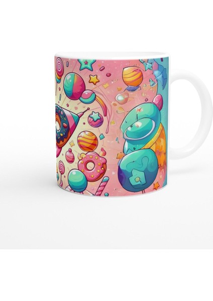 Şekerli Uzay Macerası Temalı Çocuklara Özel Baskılı Kupa Bardak modelleri