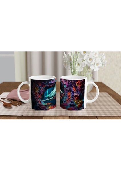 Derin Mağarada Köpekbalığı ve Renkli Mercanlar Su Altı Temalı Kupa Bardak indirimleri