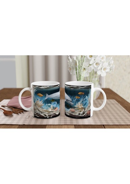 Mercan Bahçesinde Neşeli Yunus Kupa Bardak indirimleri