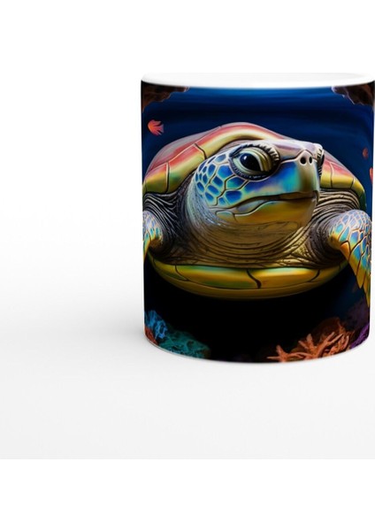 Okyanus Derinliklerinde Parlayan Deniz Kaplumbağası Kupa Bardak