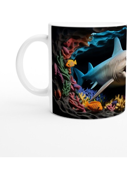 Renkli Mercan Resifinde Yüzen Köpekbalığı Su Altı Temalı Kupa Bardak fiyatları