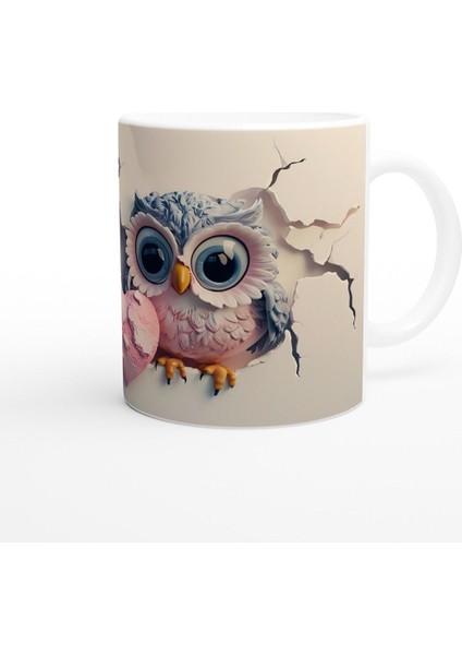 Kalpli Sevimli Baykuş Çifti Temalı Baskılı Kupa Bardak modelleri