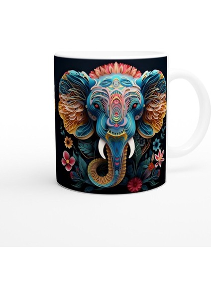 Etnik Desenli Fil Baskılı Kupa Bardak modelleri