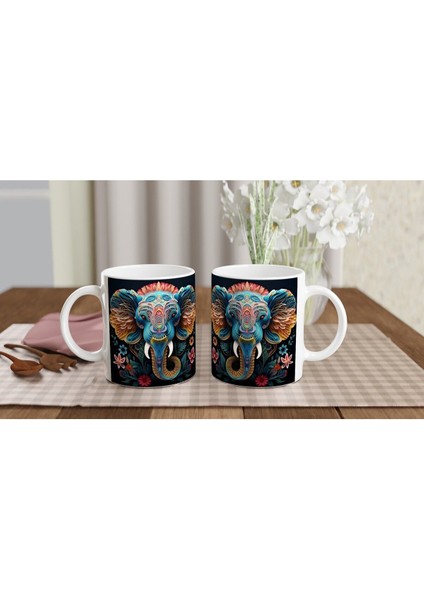 Etnik Desenli Fil Baskılı Kupa Bardak indirimleri