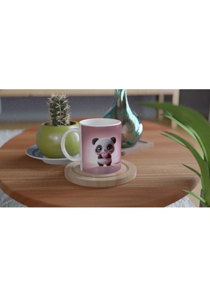 Kalpli Sevimli Panda Temalı Baskılı Kupa Bardak fırsatları
