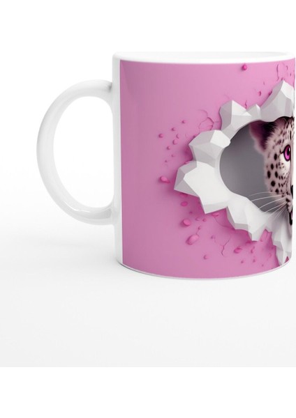 Pembe Gözlü Kar Leoparı Temalı Baskılı Kupa Bardak fiyatları