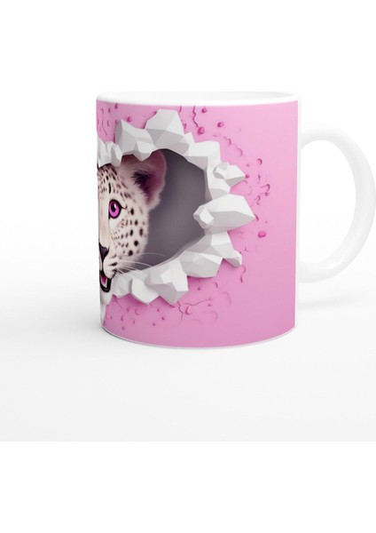 Pembe Gözlü Kar Leoparı Temalı Baskılı Kupa Bardak modelleri