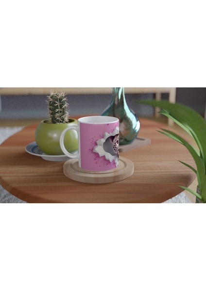 Pembe Gözlü Kar Leoparı Temalı Baskılı Kupa Bardak fırsatları