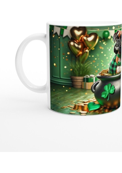 Şans Kazanlarında Oturan Boksör Köpek Temalı Baskılı Kupa Bardak fiyatları